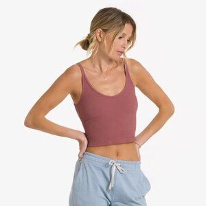Vuori Ribbed Crop Tank Top | Marsala Pink | Women's Small